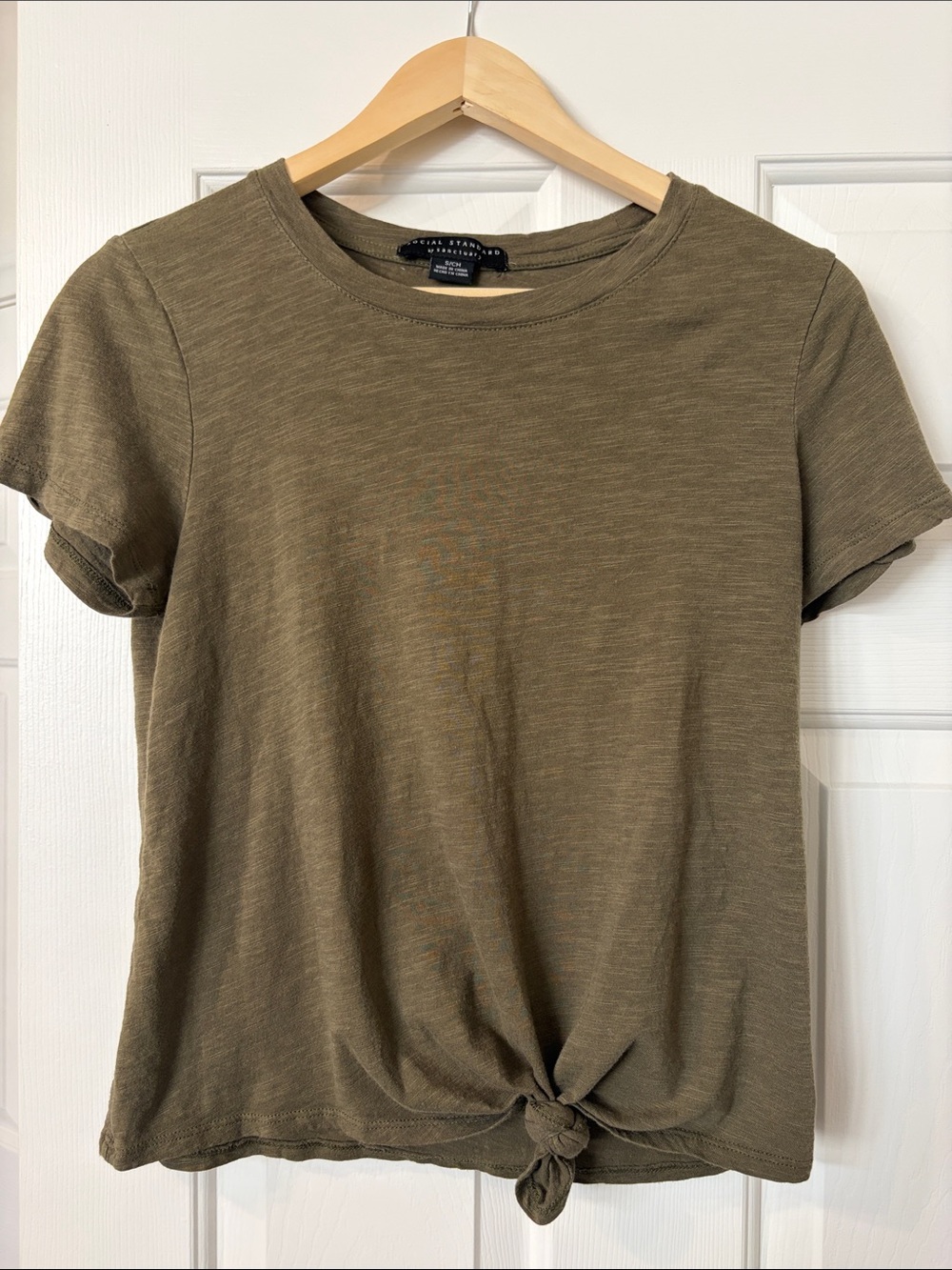 Social Standard Olive Knot-Front Short Sleeve Tee